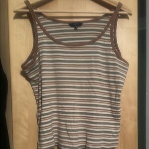 Reitmans Fitted Gray and White Sleeveless Tank Top